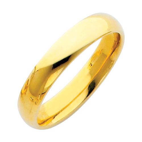 14K Yellow Gold Classic Plain Comfort Fit 4mm Wedding Band