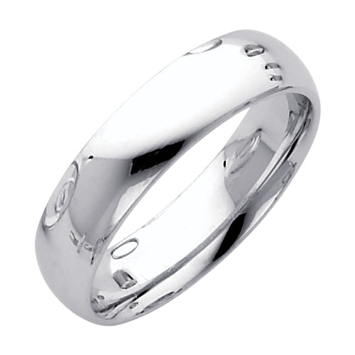 14K White Gold Classic Plain Comfort Fit 5mm Wedding Band