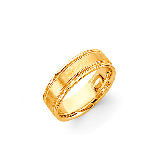 14K Yellow Gold Fancy Satin/Polish 6mm Wedding Band