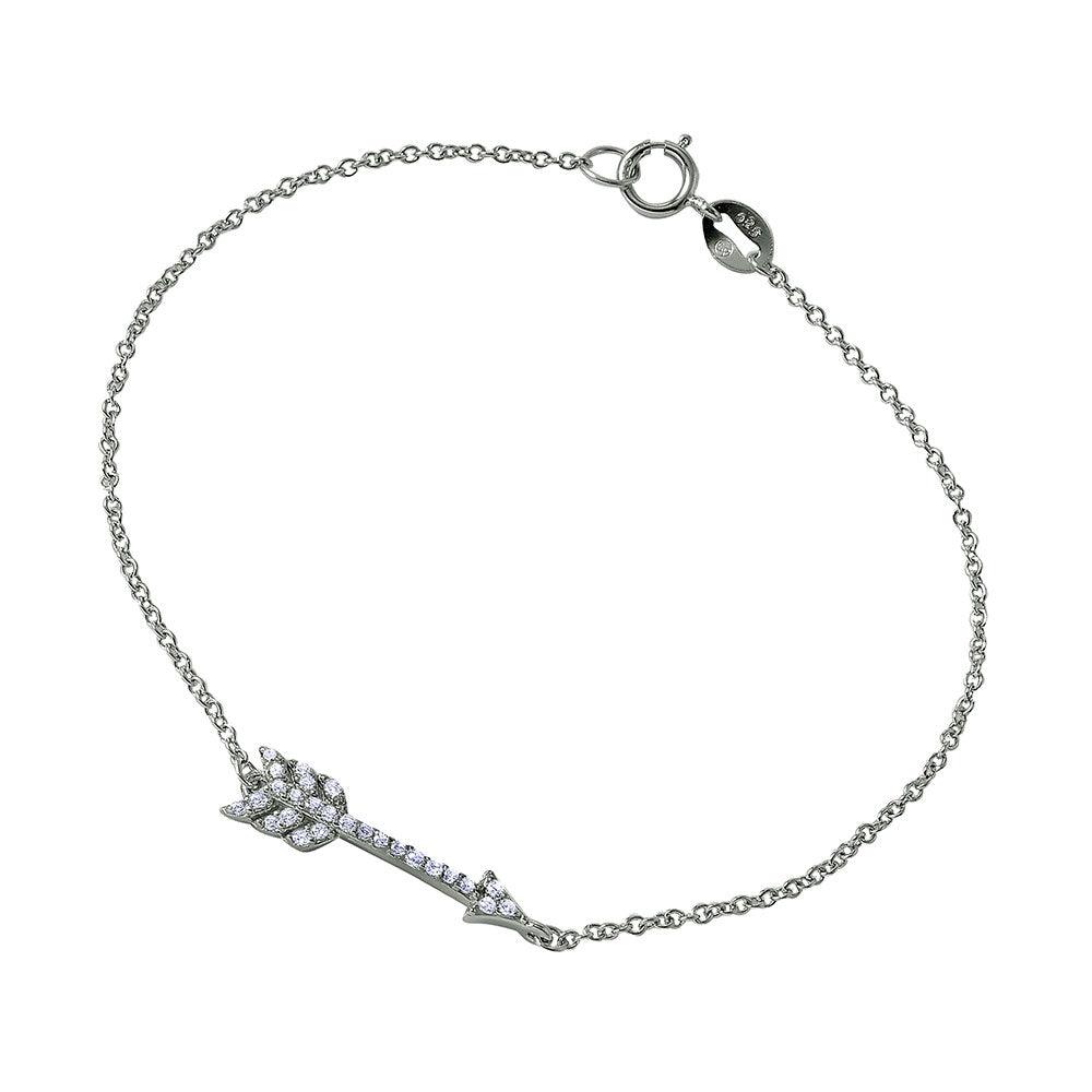 925 Silver Rhodium Plated Arrow CZ Bracelet