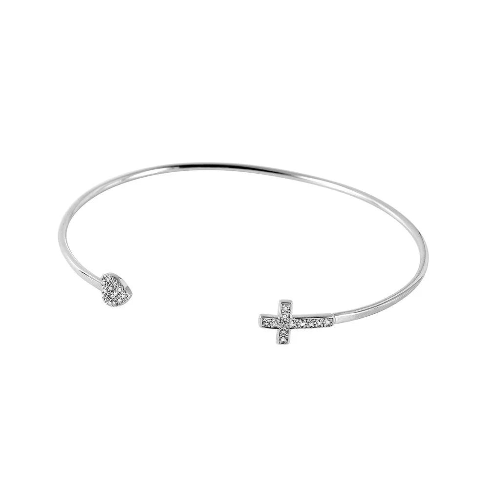 925 Silver Rhodium Plated Cross Bracelet
