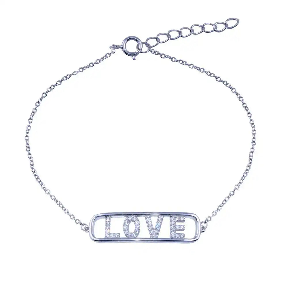 925 Sterling Silver Love Clear CZ Bracelet