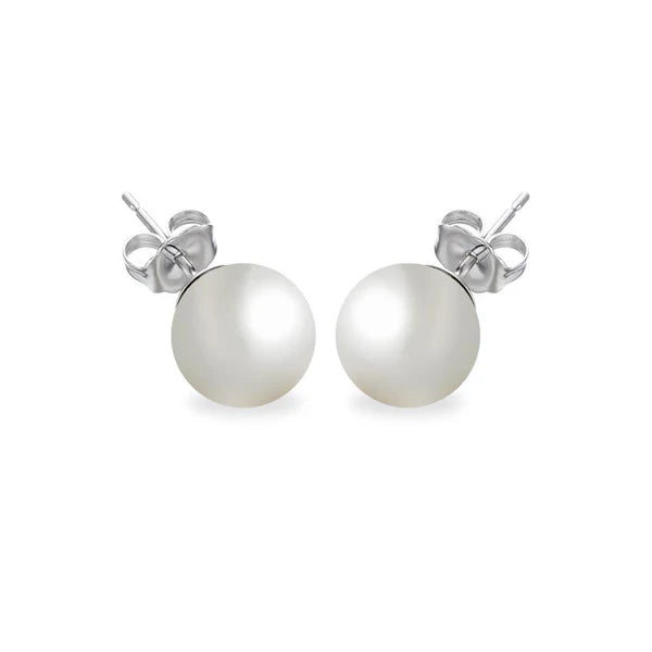 925 Sterling silver Rhodium Plated Pearl Stud Earrings