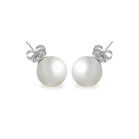 925 Sterling silver Rhodium Plated Pearl Stud Earrings