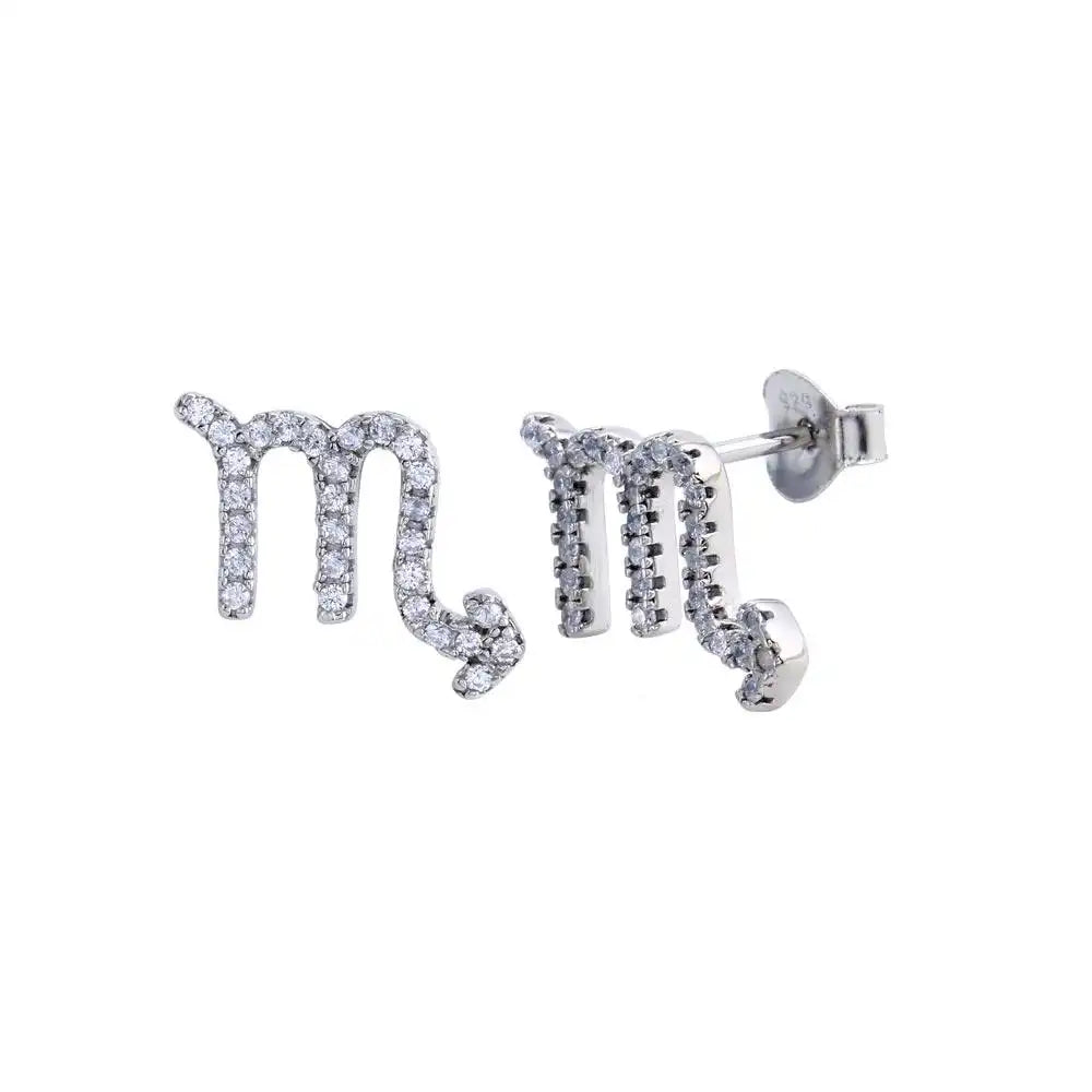 925 Sterling Silver Rhodium Plated Scorpio CZ Zodiac Sign Earring