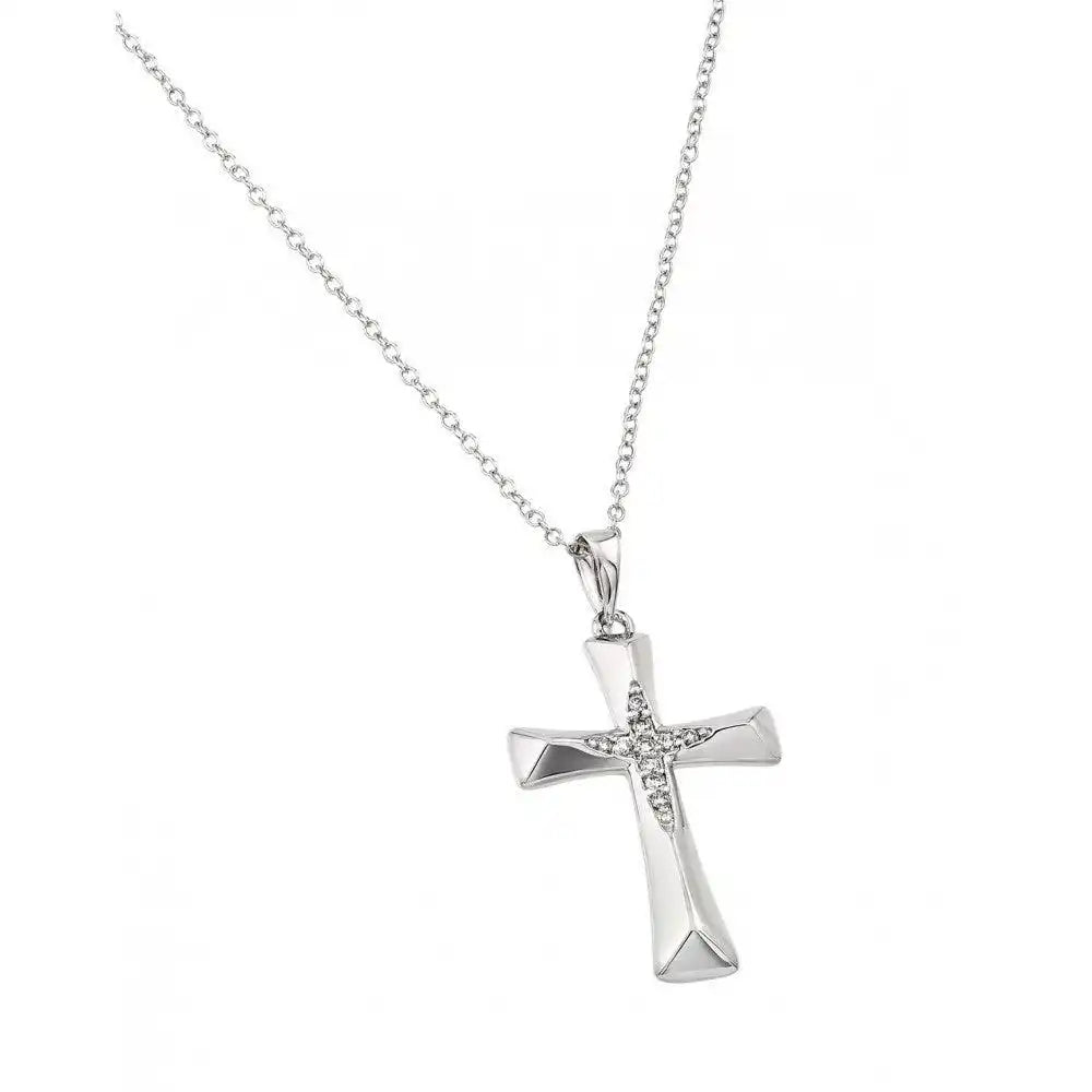 925 Sterling Silver Rhodium Plated Cross Pendant