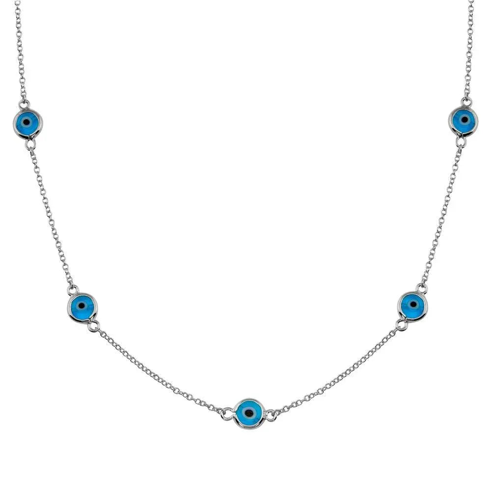 925 Sterling Silver Rhodium Plated Evil Eye by the Yard Necklace