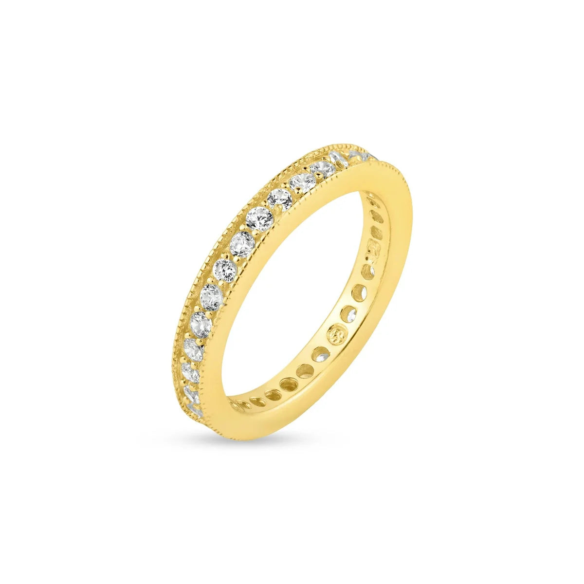 925 Silver Gold Plated Clear CZ Stackable Eternity Ring