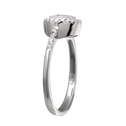 925 Sterling Silver Rhodium Plated Clear Cluster CZ Bridal Ring