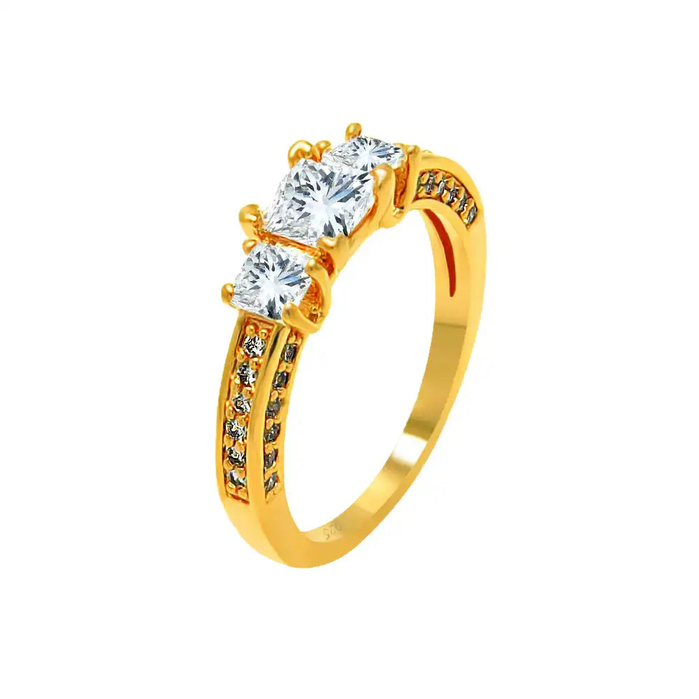 925 Sterling Silver Rose Gold Plated Clear CZ Past Present Future Ring