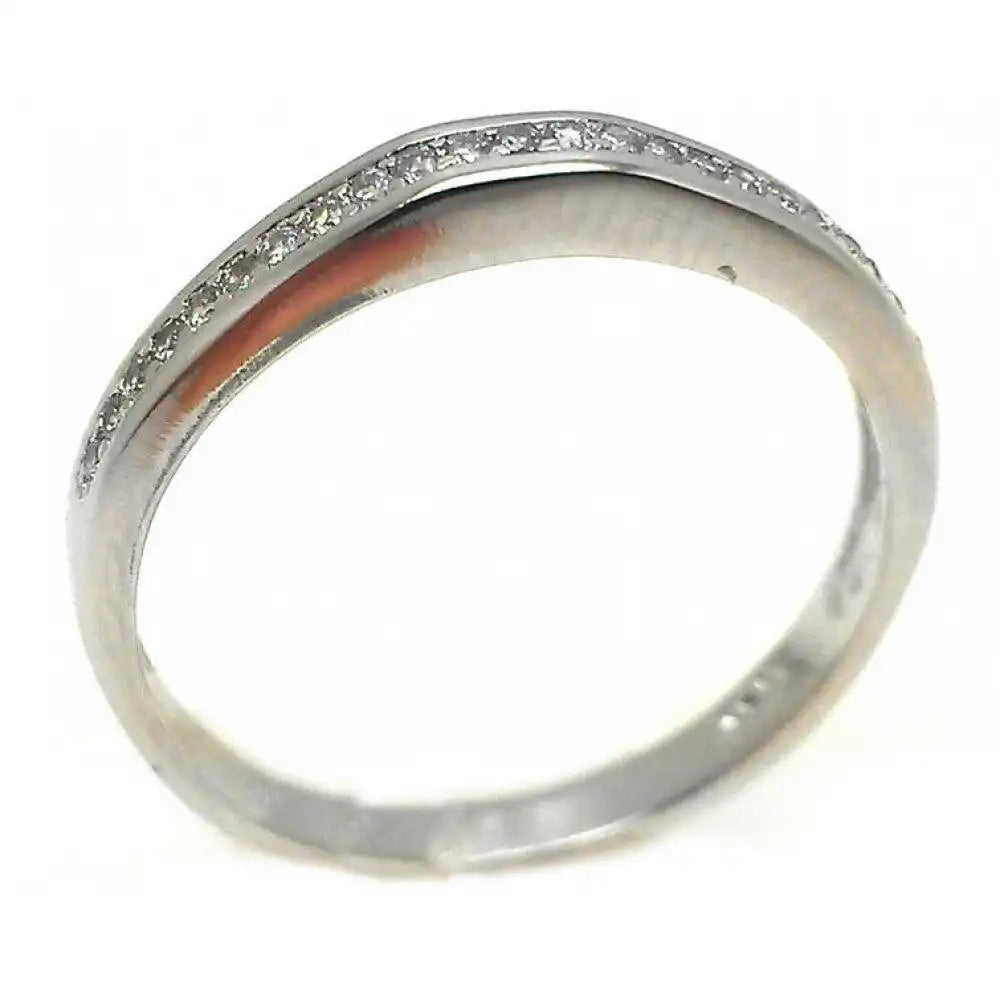 925 Sterling Silver Rhodium Plated Channel Set Clear CZ Ring