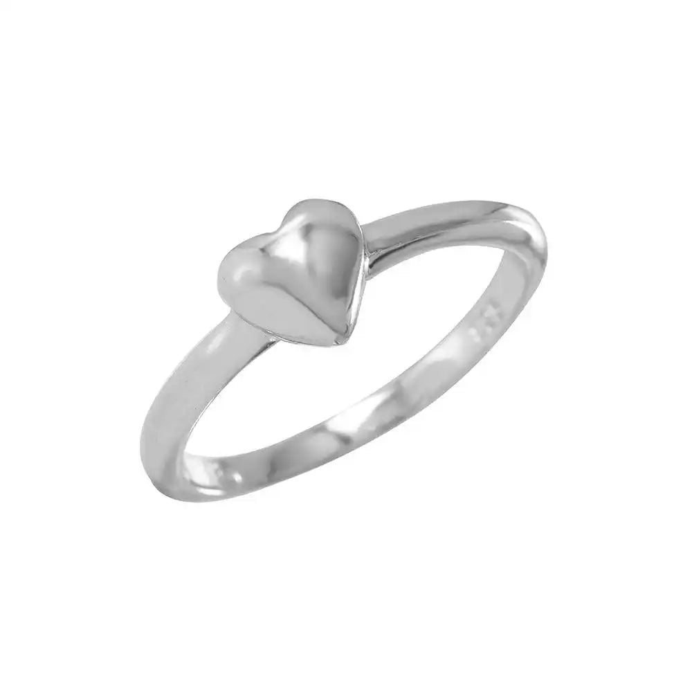 925 Sterling Silver Rhodium Plated Heart Plain Ring