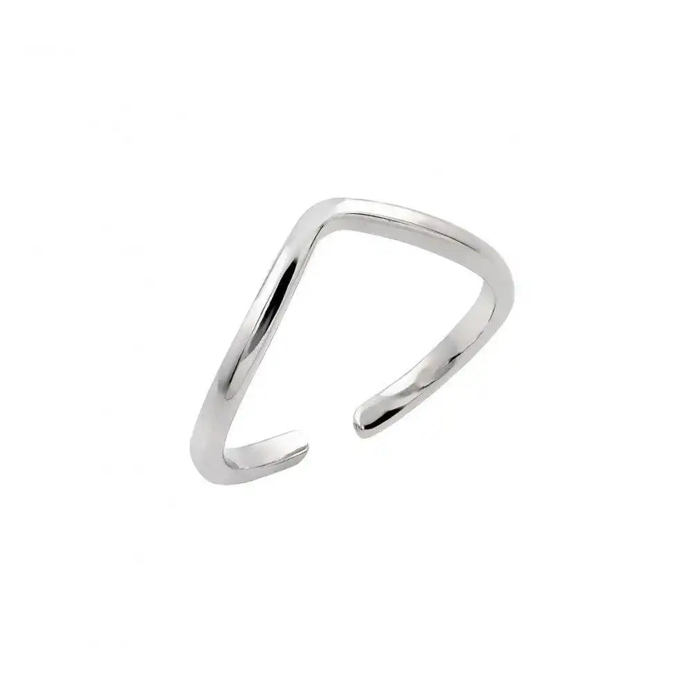 925 Sterling Silver Rhodium Plated Open End Toe Ring