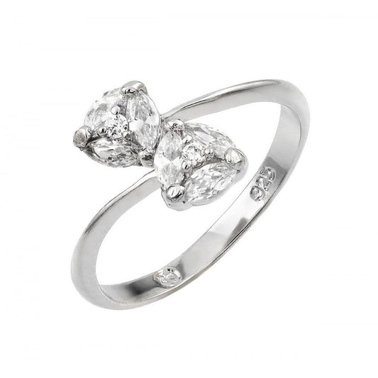 925 Sterling Silver Rhodium Plated Twin CZ Ring