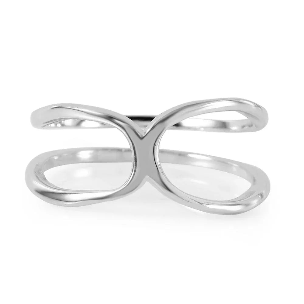 925 Sterling Silver Rhodium Plated Open Pringle Hyperbolic Paraboloid Ring