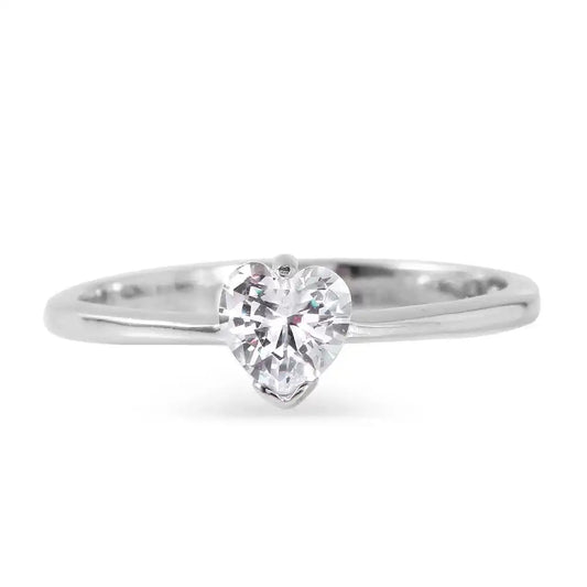 925 Sterling Silver Rhodium Plated Plain CZ Ring