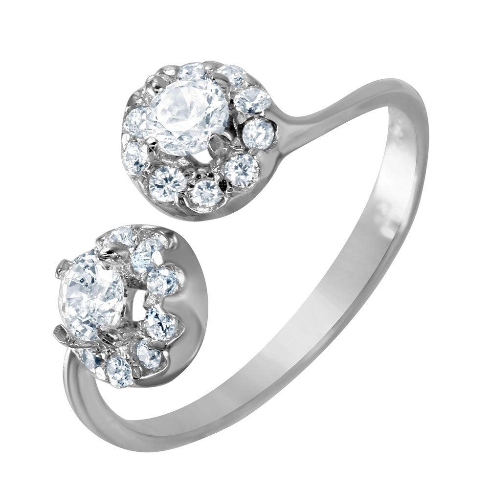925 Silver Rhodium Plated CZ Open Ring