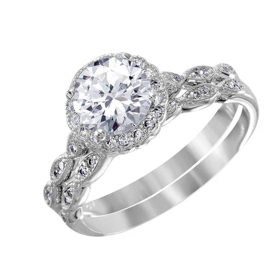 925 Sterling Silver Rhodium Plated Nickel Free Round Halo CZ Bridal Ring