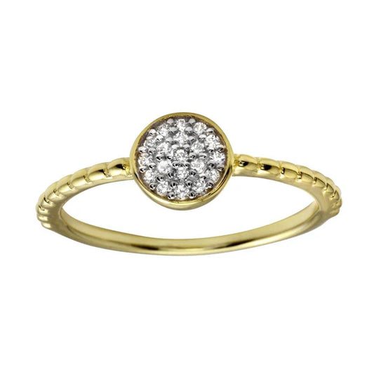 925 Sterling Silver Gold Plated Circle Ring with CZ