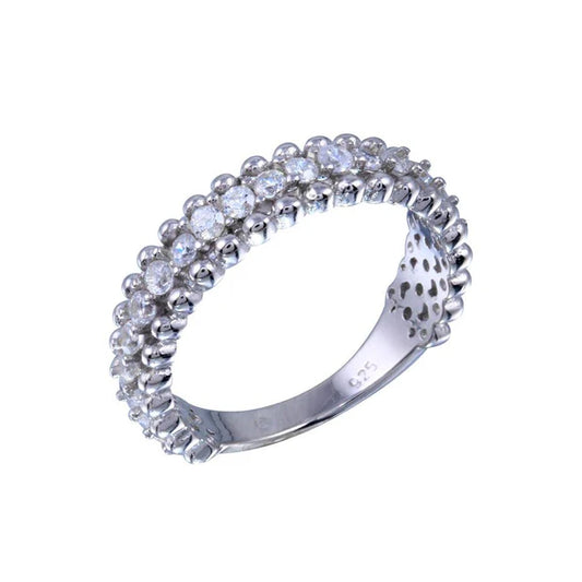 925 Sterling Silver Rhodium Plated Clear CZ Ring