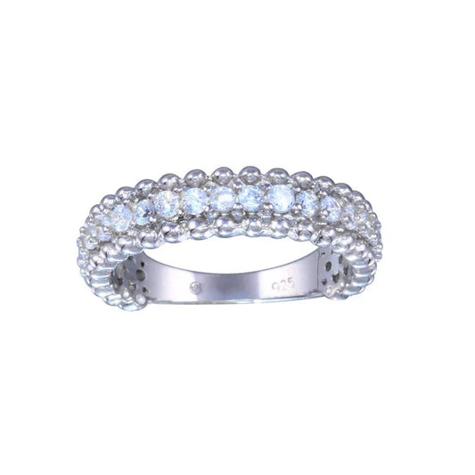 925 Sterling Silver Rhodium Plated Clear CZ Ring