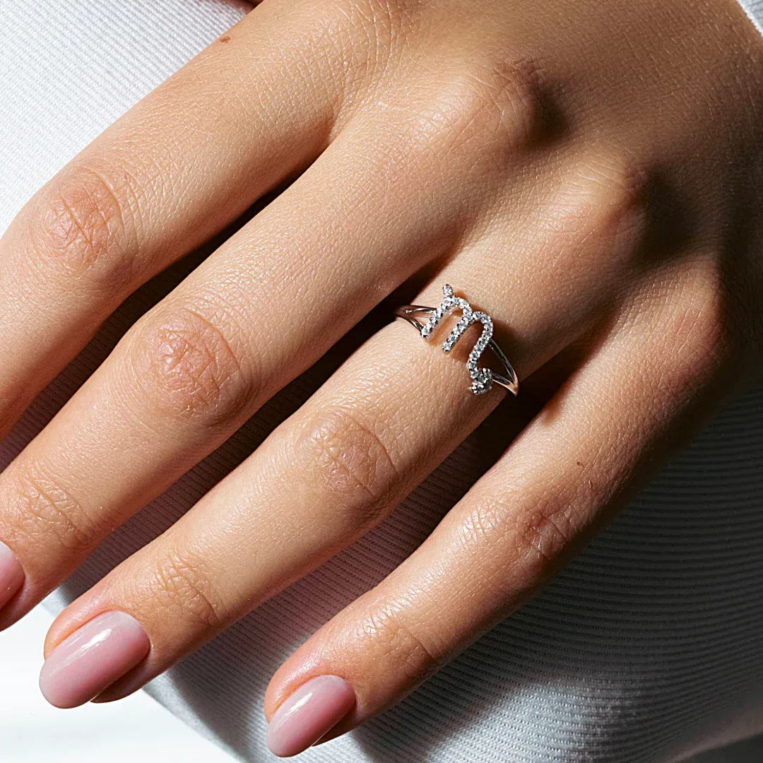 925 Sterling Silver Rhodium Plate Scorpio CZ Zodiac Sign Ring