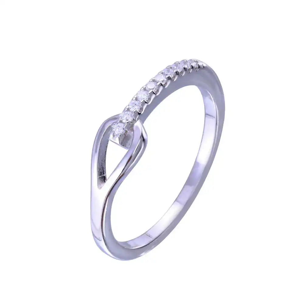925 Sterling Silver Rhodium Plated Knot Clear CZ Ring