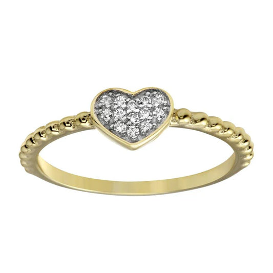 925 Sterling Silver Gold Plated Small Heart Ring with CZ
