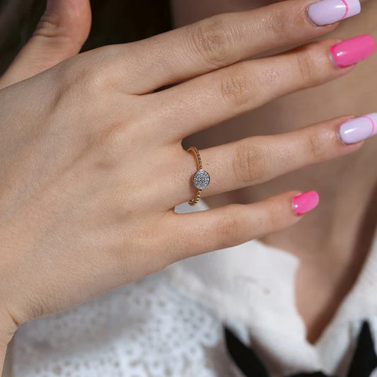 925 Sterling Silver Gold Plated Circle Ring with CZ