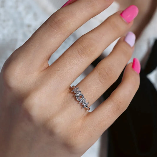 925 Sterling Silver Rhodium Plated Mom Ring