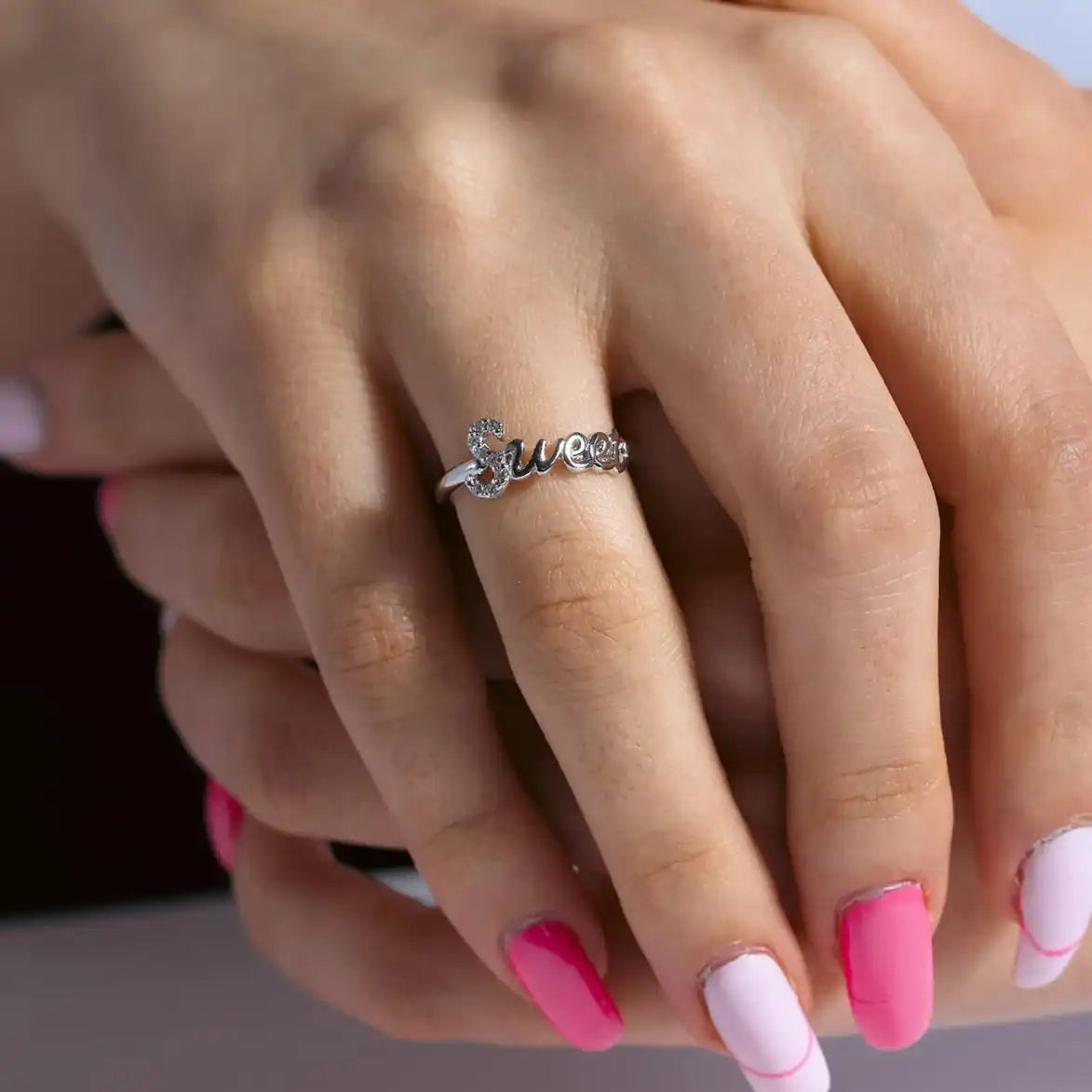 925 Sterling Silver Rhodium Plated Sweet Ring