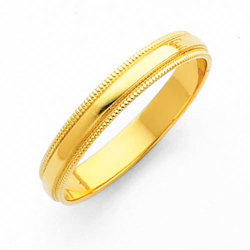 14K Yellow Gold Milgrain Edge 3mm Wedding Band