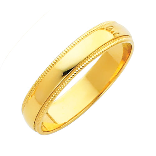 14K Yellow Gold Milgrain Edge 4mm Wedding Band