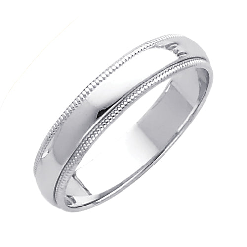 14K White Gold Milgrain Edge 4mm Wedding Band