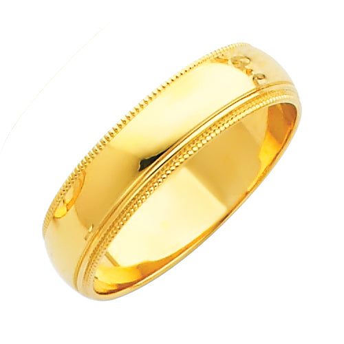 14K Yellow Gold Milgrain Edge 5mm Wedding Band