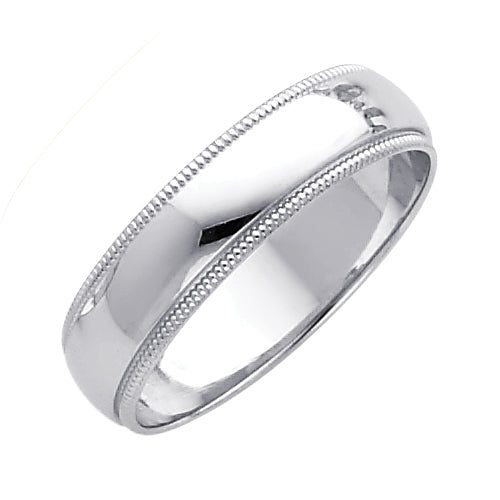 14K White Gold Milgrain Edge 5mm Wedding Band