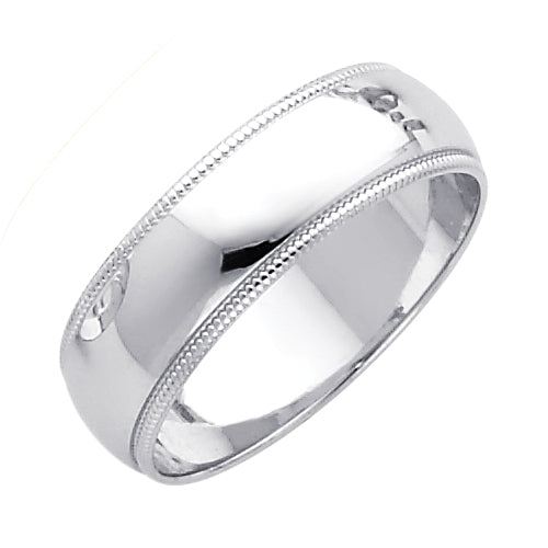 14K White Gold Milgrain Edge 6mm Wedding Band