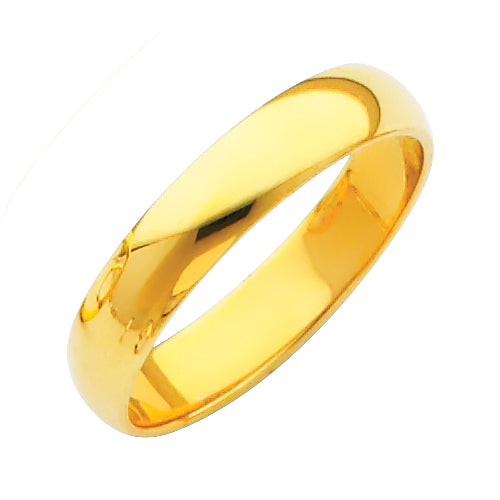14K Yellow Gold Classic Plain Polished 4mm Wedding Band