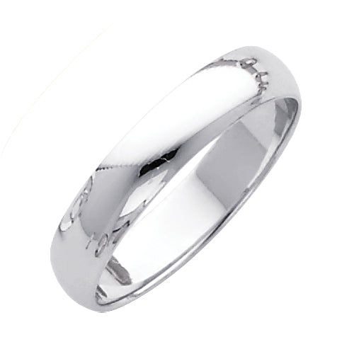 14K White Gold Classic Plain Polished 4mm Wedding Band