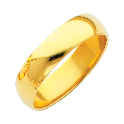 14K Yellow Gold Classic Plain Polished 5mm Wedding Band