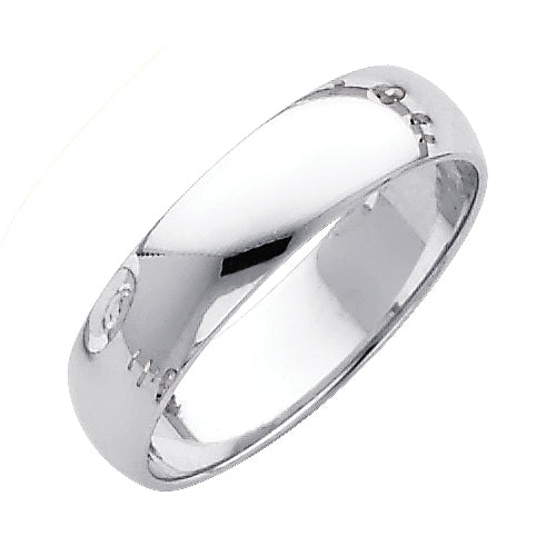 14K White Gold Classic Plain Polished 5mm Wedding Band