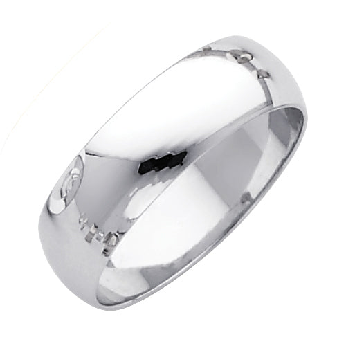 14K White Gold Classic Plain Polished 6mm Wedding Band