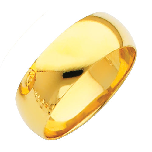 14K Yellow Gold Classic Plain Polished 7mm Wedding Band