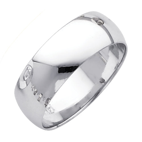 14K White Gold Classic Plain Polished 7mm Wedding Band
