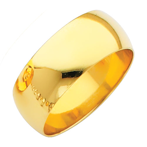 14K Yellow Gold Classic Plain Polished 7mm Wedding Band