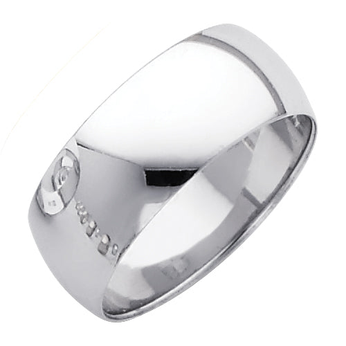 14K White Gold Classic Plain Polished 7mm Wedding Band