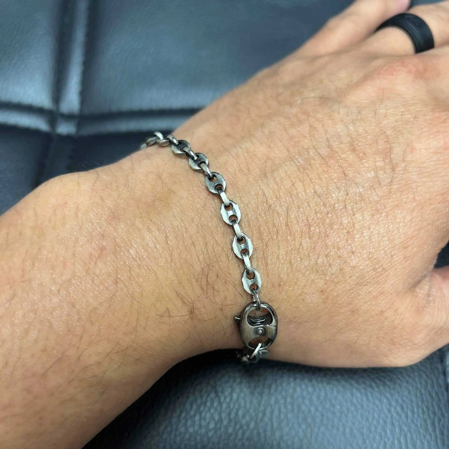 925 Sterling Silver Gun Metal Plated Marina 4.8mm Bracelet