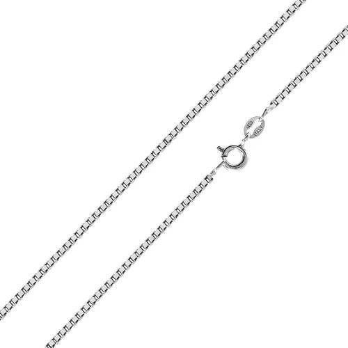 925 Sterling Silver Rhodium Plated Box 019 Chains 1mm (Pk of 6)