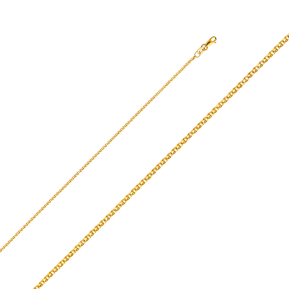 1.4mm 14K Solid Yellow Gold Flat Wheat Chain Necklaces