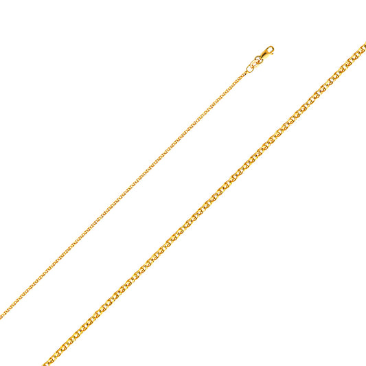 1.4mm 14K Solid Yellow Gold Flat Wheat Chain Necklaces